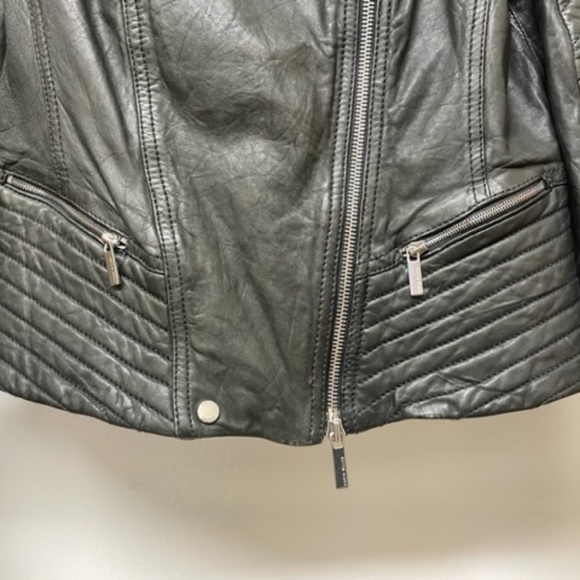 KAREN MILLEN Black Leather Moto Biker Jacket - Picture 6 of 11